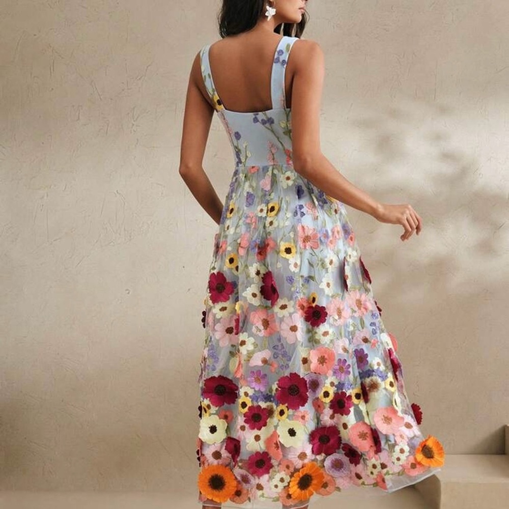 SHEIN Multicolor Floral Backless Dress